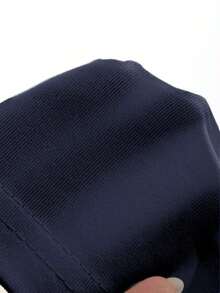 Women's Loose-Fitting, Long-Sleeved, Round-Neck, Solid-Color T-Shirt For Summer - Dark Blue - View 4