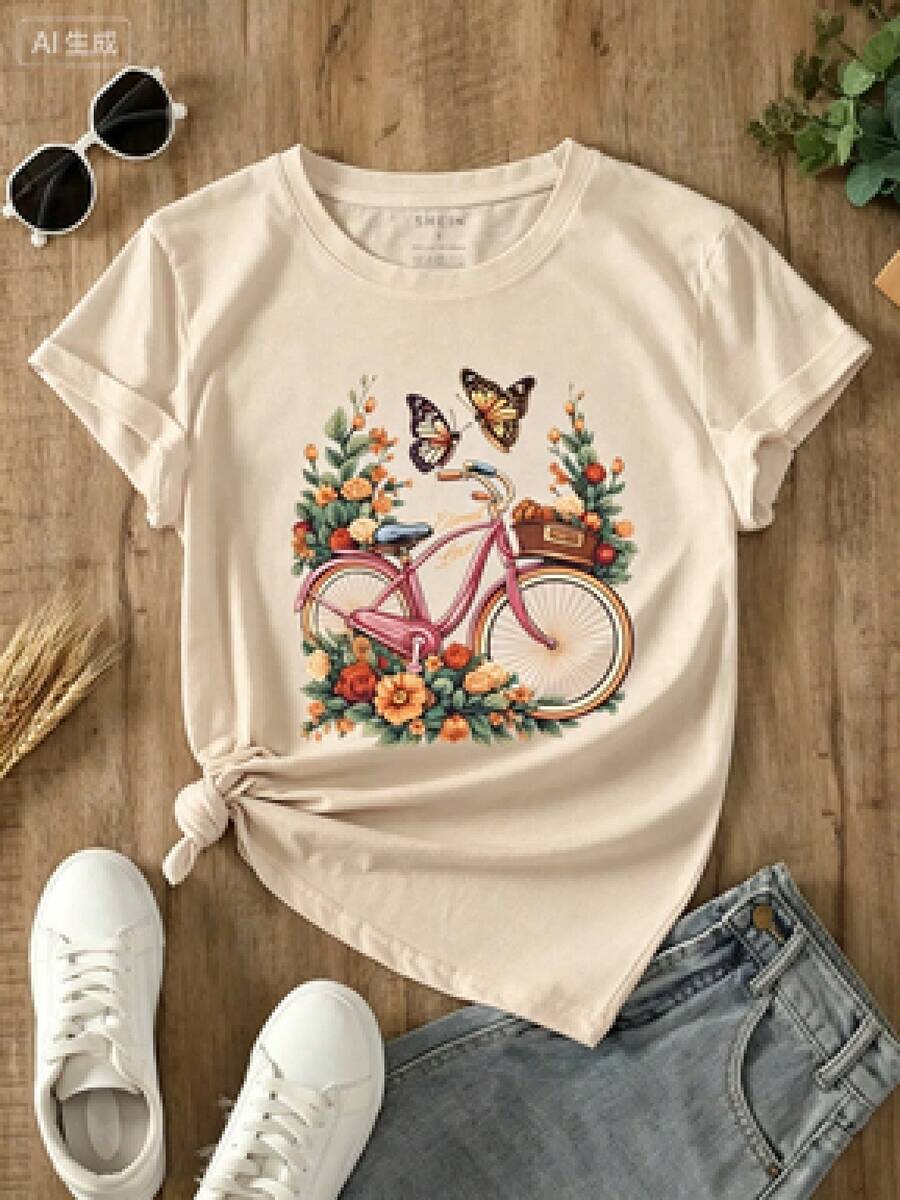 Camisetas estampadas de cuello redondo para verano (los pantalones son solo sugerencias de estilo) son holgadas y no realzan la figura, y el tejido es delgado y no abulta. Confeccionado con telas suaves, transpirables y amigables con la piel, ofrece comodidad en la parte superior del cuerpo y evita la sensación de sudoración, con un diseño de estampado clásico y sencillo, adecuado para el uso diario, ir de compras y para el tiempo libre, con los mismos modelos básicos y versátiles para hombres y mujeres, muy adecuado para ocasiones como el Día del Trabajo y el Día de la Independencia de México, y fácil de usar durante todo el año. - Beis - Ver 1