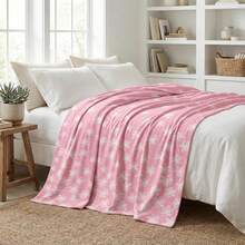 Spring & Summer Flannel Blanket, Soft Plush Comfortable Flannel Blanket With Pink Watercolor Floral Pattern, Suitable For Sofa, Bed, Rest, An Ideal Gift For Family And Wife - Multicolor - View 2