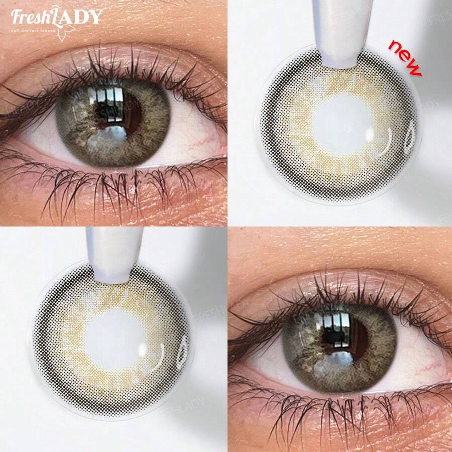 FRESH LADY 1 Pair Natural Color Lens Eyes Color Cosmetic Contact Lens Brown Colored Lenses For Eyes Yearly Beauty Contact Lens Halloween Costume Cosplay - Brown - View 1