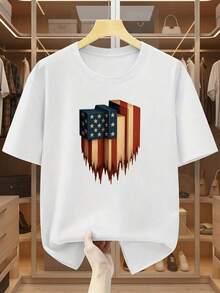 New 2026 Model, Custom Printed Short Sleeve T-Shirt 100% Cotton 180g, Versatile Loose Fit Unisex Top, Basic Casual Round Neck Printed T-Shirt, Unique Design Print, Best Quality For The Holidays. - 白色 - 查看 7
