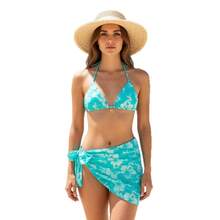 Nuevo traje de baño para mujer en estilo ins, bikini sexy con estampado y lazos. - Marrón rojizo - Ver 6