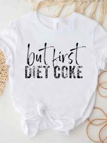 Funny Diet T-Shirt - 'First Drink' Diet Slogan T-Shirt And Iconic Casual Crew Neck T-Shirt For Diet Enthusiasts, Machine Washable - Clothing - 白色 - 查看 6