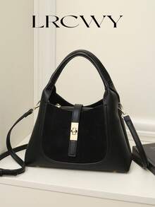 Bolso de mujer de estilo cubo, diseño elegante y minimalista, gran capacidad, color caqui, estilo de bandolera - Negro 2 - Ver 3