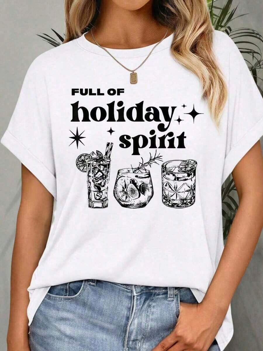 2026 Camiseta de Algodón con Espíritu Festivo para Amantes del Vino, Divertida, para Bebidas, Camisetas de Verano para Mujer, Camisetas Oversize Cómodas y Suaves de Cuello Redondo para Hombre y Mujer, Camisetas Estampadas Geniales para Mujer - Blanco - Ver 1