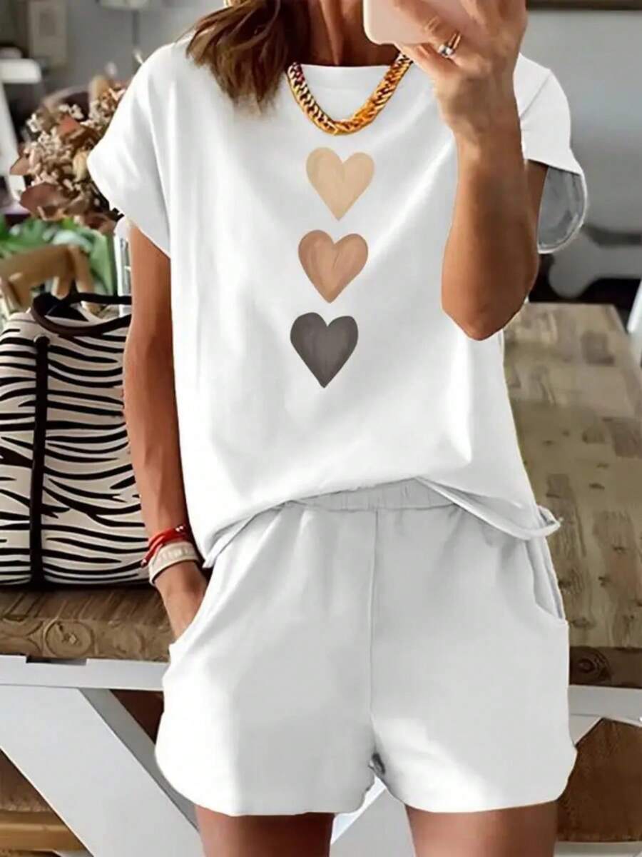 Women's Navy Blue T-Shirt - Relaxed Fit Everyday Casual Top For Spring/Summer Outfits | Breathable Everyday Shirt For Women, Summer Tshirt, Geometric Print Tee, Comfortable Fabric - 白色 - 查看 1