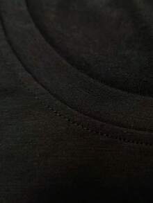 Ropa de mujer de talla grande, camiseta casual estampada, diseño de corona de reina de cumpleaños con lentejuelas, cuello redondo suave, ligera y transpirable, ajuste cómodo, mangas cortas casuales, lavable a máquina, adecuada para uso diario, top holgado. | Camiseta estampada | Estilo largo - Negro - Ver 5