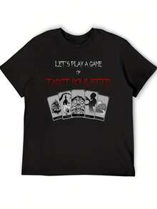 Camiseta de hombre con diseño de ruleta y fantoma - Corte holgado, transpirable, elástica, de manga corta y cuello redondo, con el icónico diseño de ruleta y fantoma, adecuada para uso casual, actividades de juego, atuendos diarios, lavable a máquina, camiseta para mujer, local. - Negro - Ver 5