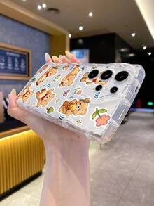 1个时尚简约卡通蝴蝶熊猫图案不规则奶油色波浪纹手机壳，适用于三星Galaxy S23/S24/S25/S26/A57/A37/A17/A07等纯安卓系列手机，日常使用 - 無色 - 查看 6