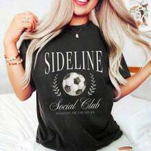 Camiseta de Fútbol Sideline Social Club, Camiseta Deportiva, Los Fines de Semana Son Para Fútbol, Regalo Para Mamá Futbolista, Regalo de Agradecimiento - Unisex, Corte Holgado, Cómoda, Estilo Vintage Urbano - Camiseta de Algodón AMQ9 - Negro - Ver 10