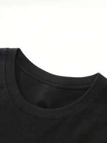 Cute Dinosaur Print Cotton Tee - Soft & Lightweight, Breathable Summer T-Shirt With Round Neckline, Machine Washable - White - Black - View 3