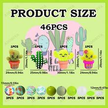 25/44/46pcs 3D Cactus Shaped Silicone Bead Set, Plant Silicone Beads, Loose Bead Set, 15mm Silicone Round Beads, Floral Print Beads, Colorful Round Beads, Suitable For Jewelry Making, Earrings, Necklaces, Bag Chains, Beaded Pens, Phone Straps, Makeup Brushes, DIY Spring And Summer Beading - Cactus Plant Series - View 5