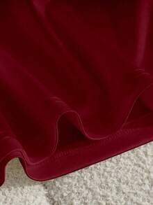 Blusa casual elegante de satén con cuello cuadrado francés, mangas de pétalos y pliegues, adecuada para ir al trabajo, uso diario, reuniones y fiestas, primavera/verano - Rojo - Ver 4