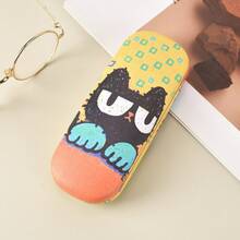 1pc Cute Cartoon Cat Print Eyeglasses Case, Portable & Shockproof, Funny Eyewear Storage Box, Double-Sided Open, Suitable For Fashion Glasses & Glasses, Unisex, Holiday Gift - A - View 10