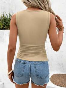 Set de 2 camisetas ajustadas de cuello redondo para mujer, casual, de vuelta al colegio - Multicolor 11 - Ver 7