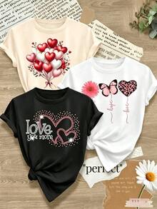 Single Garment, Not A 3-Piece Set. Set Of 1 Women's Short-Sleeved T-Shirt In A Retro American Style, Featuring City Name Prints. Soft To The Touch, Comfortable, And Versatile. Choose 1 Of 3 Models. Suitable For Holy Week And Easter. Viva Mexico! Suitable For Labor Day And Mother's Day. - 米色 - 查看 7