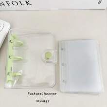 3孔A8马卡龙图案活页夹收藏本，附赠10个PVC卡套，DIY创意手账笔记本，学习用品，返校季必备 - 多色 - 查看 17