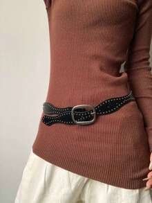 1pc Retro Rivet Waist Belt, Great For Casual & Streetwear Outfits - Multicolor - View 2