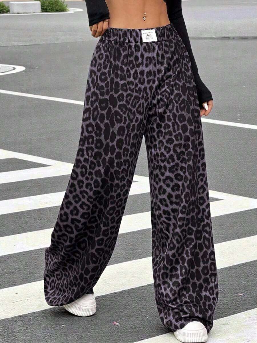 Women Leopard Print Casual Lounge Pants Graduation,Back To School Outfits,Graduation,Teacher Outfits For Women,Back To School - 藍色 - 查看 1