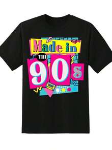 ropa de mujer Camiseta Retro Vintage Hecha en los 90 para Mujer, Camiseta Gráfica con Temática de los 90, Top Casual Unisex, Camiseta Nostálgica de Moda de los 90, Perfecta para Fiestas de Cumpleaños, Disfraces de Halloween o Uso Diario, camisas de mujer - Negro - Ver 2