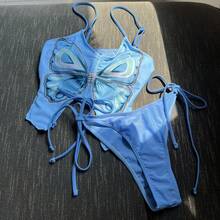 Nuevo bikini de dos piezas estilo mariposa, fresco y moderno. - lechoso - Ver 4