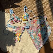 Nuevo en stock, conjunto de bikini de tres piezas para mujer, moderno y sexy. - Juego de tres piezas rojo 9330 - Ver 7