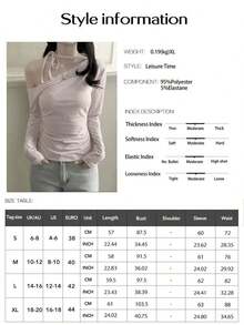 Blusa de manga larga de punto a lunares rosas, estilo coreano, con lazo en un hombro, adecuada para uso casual, en casa, calle y uso diario en primavera - Rosa - Ver 3