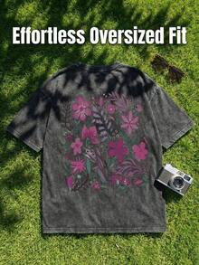 Camiseta de algodón casual con estampado para mujer, top negro lavado, cuello redondo de manga corta, diseño minimalista, adecuado para uso diario, estilo retro, regalo del Día de San Valentín de verano - Negro - Ver 9