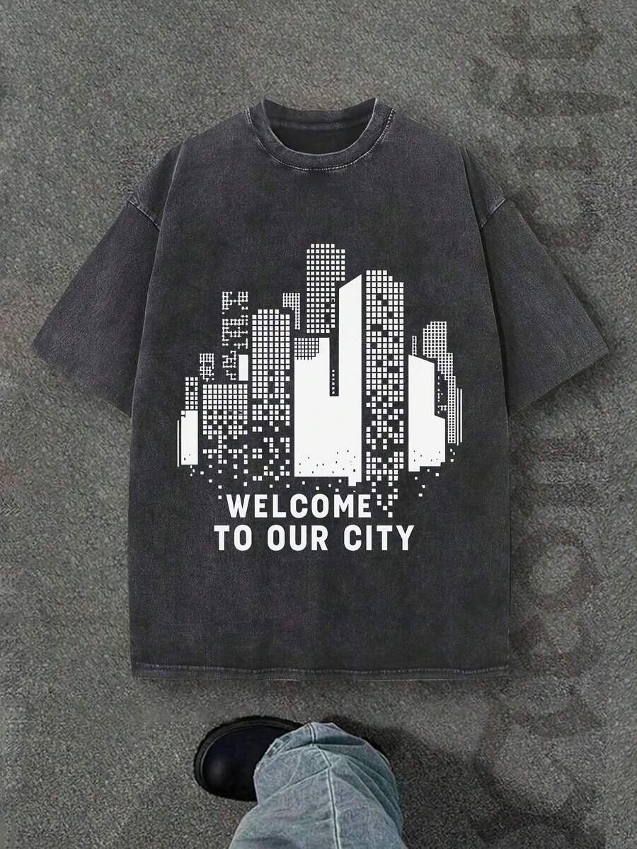 Camiseta casual vintage cómoda y lavada para mujer, camiseta de manga corta con cuello redondo,% algodón lavado y versátil para hombre, adecuada para uso diario y atuendos de, estilo unisex. - Negro - Ver 1