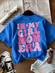 Top de verano para mujer, moderno e informal, con estampado de doble cara que presenta diseños dulces como estrellas y rayos, estampado "IN MY MOM", camiseta de manga corta pura con cuello redondoWomen's short-sleeved printed T-shirt(Retro style, suitable for teenagers, Maija women, graduation dresses, unisex) - Azul - Ver 2