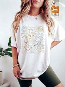 Boho Shark Comfort T-Shirt, Shark Graphic Tee, Gift For Marine Biologist, Ocean Lover T-Shirt, Cool Shark Sweatshirt, Retro Shark Lover T-Shirt, Unisex Graphic Tees, Funny T-Shirt - 白色 - 查看 5