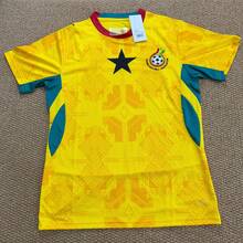 2026 Ghana Away Yellow/Teal Soccer Jersey, African  Print Streetwear Top, Unisex Casual Sports Tee, Breathable Gym Shirt, Perfect Gift For Fans - 預設 - 查看 4