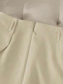 Pantalones con falda asimétrica de moda casual para ir al trabajo, pantalones cortos multifuncionales para mujer sin cinturón, pantalones con falda asimétrica a juego sin cinturón, falda asimétrica, falda con dobladillo asimétrico, falda pantalón - Caqui - Ver 7