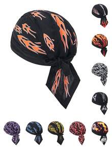 1pc Breathable Skull Bandana Headwear, Pirate Hat Liner For Men Motorcycle Riding - Multicolor - View 4