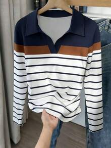Camiseta blanca de manga larga para mujer con estampado de cerezas rojas dulces, cuello polo, cintura ajustada.Perfecta para el otoño.Nuevo estilo, camiseta de moda.Regalo para vacaciones, regalo para hermanos, regalo para hermana, regalo para mamá, regalo para el Día de la Madre.Informal, minimalista, top con estilo. - azul real 3 - Ver 1
