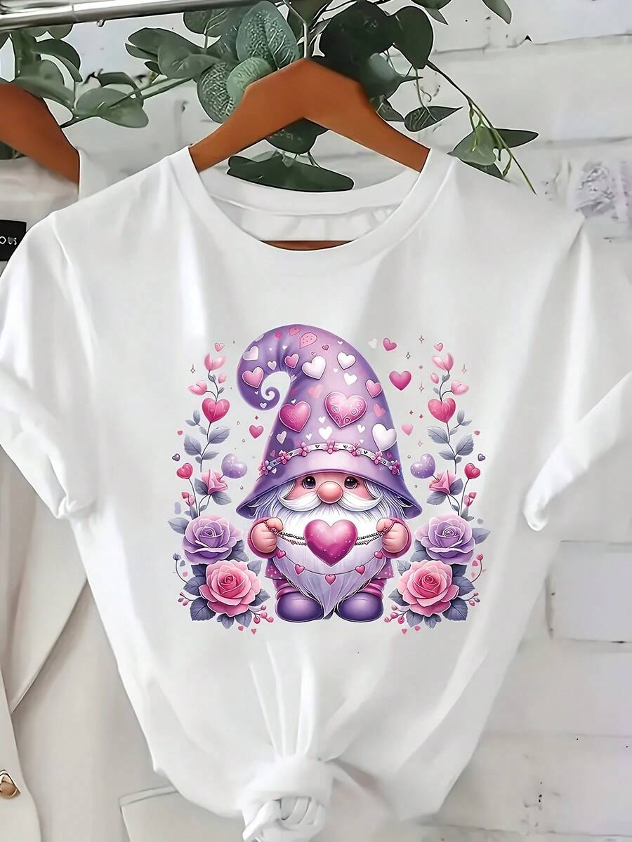 Tallas grandes, tallas grandes - tallas grandes - camiseta estampada de moda para mujer de talla grande, camiseta suave y casual de manga corta, playeras de mujer de algodón, blusas negras para dama. - Blanco - Ver 1