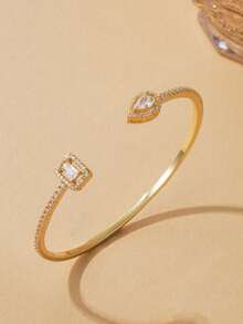 Bộ 1/3 vòng tay sang trọng bằng thép không gỉ mạ vàng đính đá Zirconia cao cấp, trang sức đa năng cho đeo hàng ngày, hẹn hò, làm quà tặng. - Vàng - Xem 6