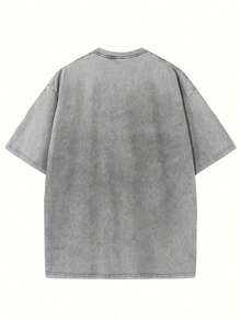 Graphic Tees Men, Hellstars Classic Logo Retro Washed Print, 230g Washed Cotton Crew Neck Short Sleeve T-Shirt, Unisex, Casual Comfortable, Big And Tall, Summer, Free Shipping - Xám - Xem 2