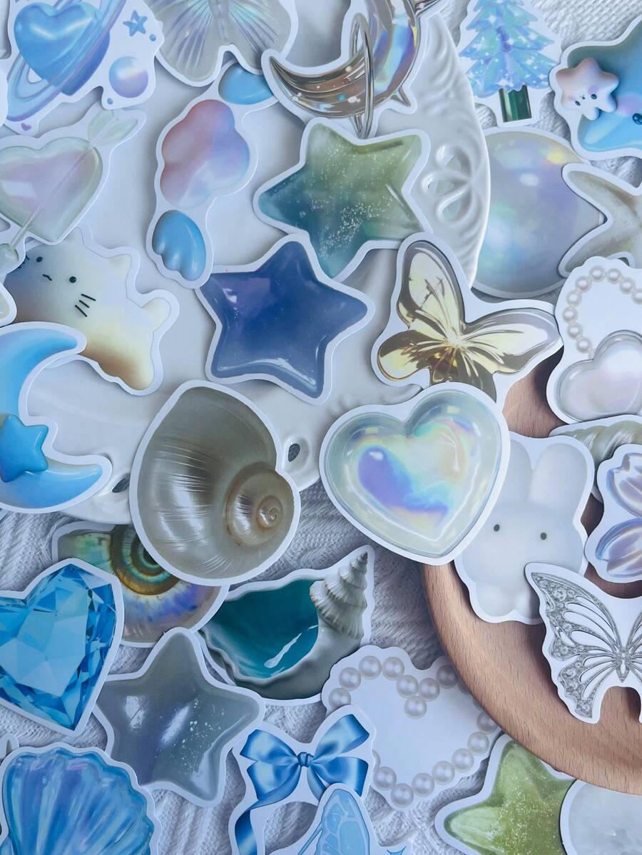 50pcs Dreamy Color Stickers PVC Material Notebook Materials Notebook Mobile Phone Case DIY Materials School Supplies