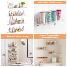 Acrylic Shelves For Bathroom Storage, 15" Floating Shelves Wall Organizer For Perfume, Make Up, Skincare, Bookshelf For Bedroom, Nursery, Living Room Decor, Clear, 4 Pack - Clear - View 2
