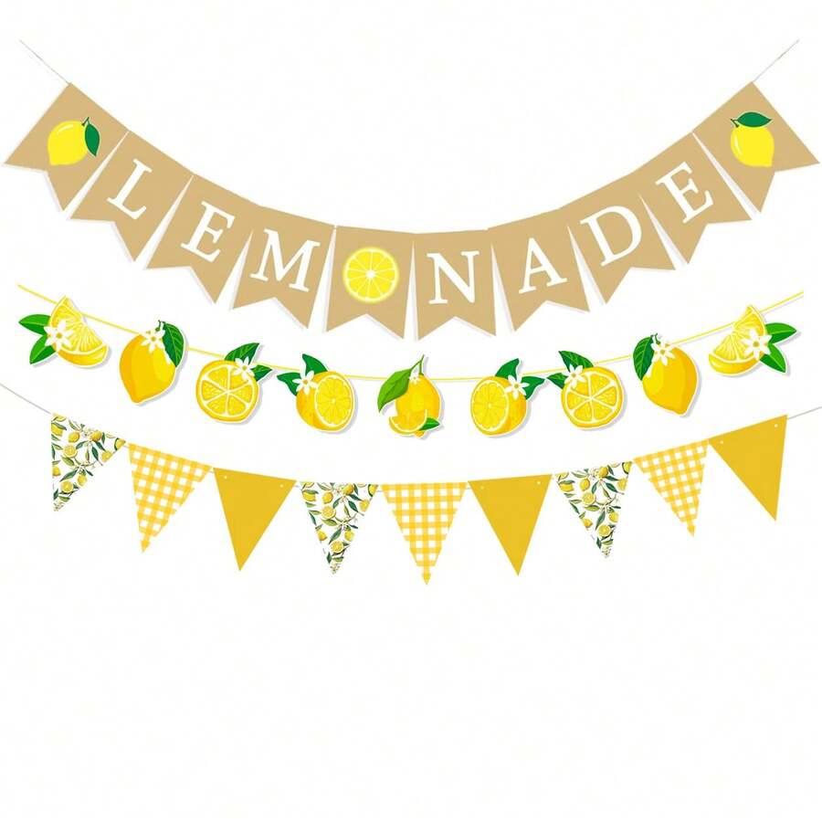 Bộ banner trang trí tiệc mừng em bé chủ đề chanh mùa hè, vòng hoa chanh chúc mừng sinh nhật, đồ trang trí trái cây cho tiệc mừng em bé, tiệc nướng ngoài trời, tiệc bể bơi, tiệc kỷ niệm của mẹ. - Nhiều màu - Xem 1