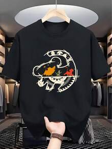 Nueva moda de verano 2025: camiseta de cuello redondo con estampado de cachorro, sencilla y de alta calidad, suave, cómoda y transpirable. Una camiseta de manga corta adecuada para el hogar, uso diario, fiestas y viajes-perfecta como regalo para amigos o familiares. - Negro - Ver 1