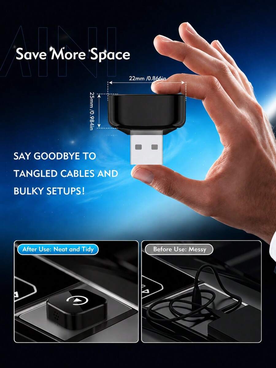 2026 Wireless CarPlay Adapter, Upgrade Wired CarPlay To Wireless, Mini USB Design Suitable For Cars With Built-In Wired Apple CarPlay, Plug And Play, Easy To Use, Stable And Fast Connection - A - View 1