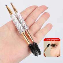 Brocha para delineador de ojos y cejas premium para mujer en oro rosa, brocha para delineador de ojos con decoración de purpurina brillante, brocha de maquillaje premium, adecuada para principiantes de maquillaje, cabezal de brocha para rímel, barata, asequible, brocha para pestañas con mango largo, brocha para pestañas portátil, set de brochas para maquillaje de pestañas, adecuada para injerto de pestañas, brocha para cejas, brocha para sombra de ojos, brocha espiral, herramientas de belleza - Multicolor - Ver 9