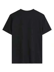 Camiseta de mujer estampada de manga corta para verano, tela de poliéster, estilo multifuncional, corte regular, peso 180 gramos, 1 unidad.,Playera Gráfica Oversized Mujer Verano Casual - Negro - Ver 3