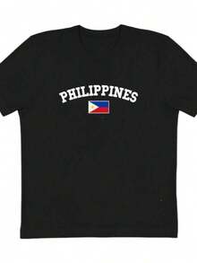 Camiseta de Filipinas, Camiseta Unisex para Adultos, Camiseta Negra con Gráficos Filipinos, Camiseta Estilo Jersey de Fútbol, Fútbol de Filipinas, Regalo para Él Para Hombre y Mujer - Negro - Ver 1