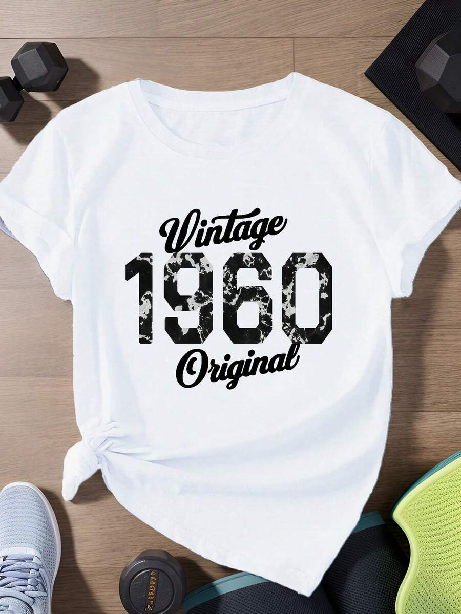 ¡Oferta por tiempo limitado, unidades limitadas, relámpago! Camisa casual para mujer, elegante, camiseta deportiva de manga corta para mujer, edición limitada, estilo retro de los años 60. - Blanco - Ver 1