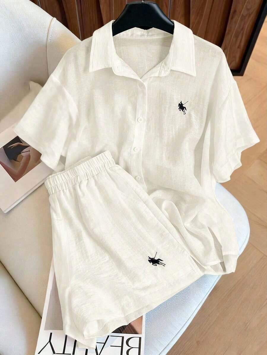 Conjunto informal vintage de 2 piezas, versátil y de moda - Albaricoque - Ver 1