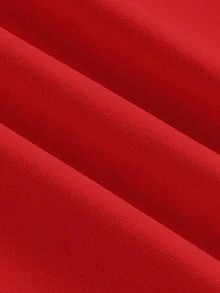 Vestido maxi de cola de pez con hombro asimétrico arrugado de unicolor sin mangas - Rojo - Ver 5