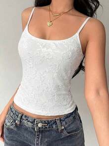 Camiseta de mujer nueva con encaje y aplicación de lentejuelas, ropa de calle sexy - Blanco - Ver 5